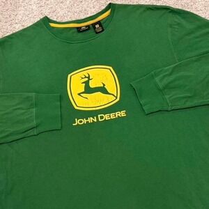 Y2K Vintage John‎ Deere Logo Long Sleeve Shirt | Green | Medium